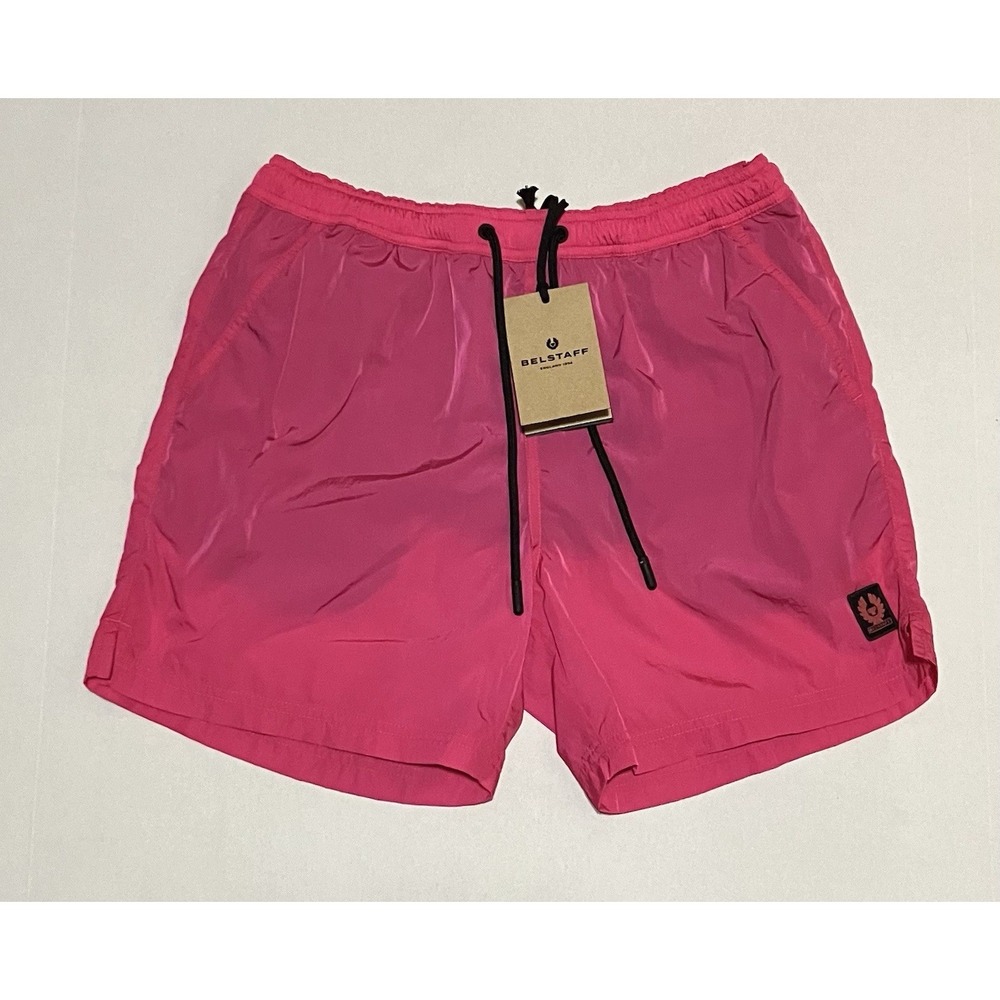 NWT Belstaff Mens Clipper Swim Shorts Fuchsia Pink Size Small‎ Mesh Lined